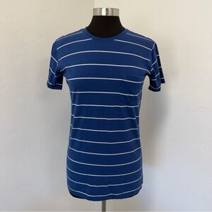 Pact Blue and White Striped T-Shirt Size M